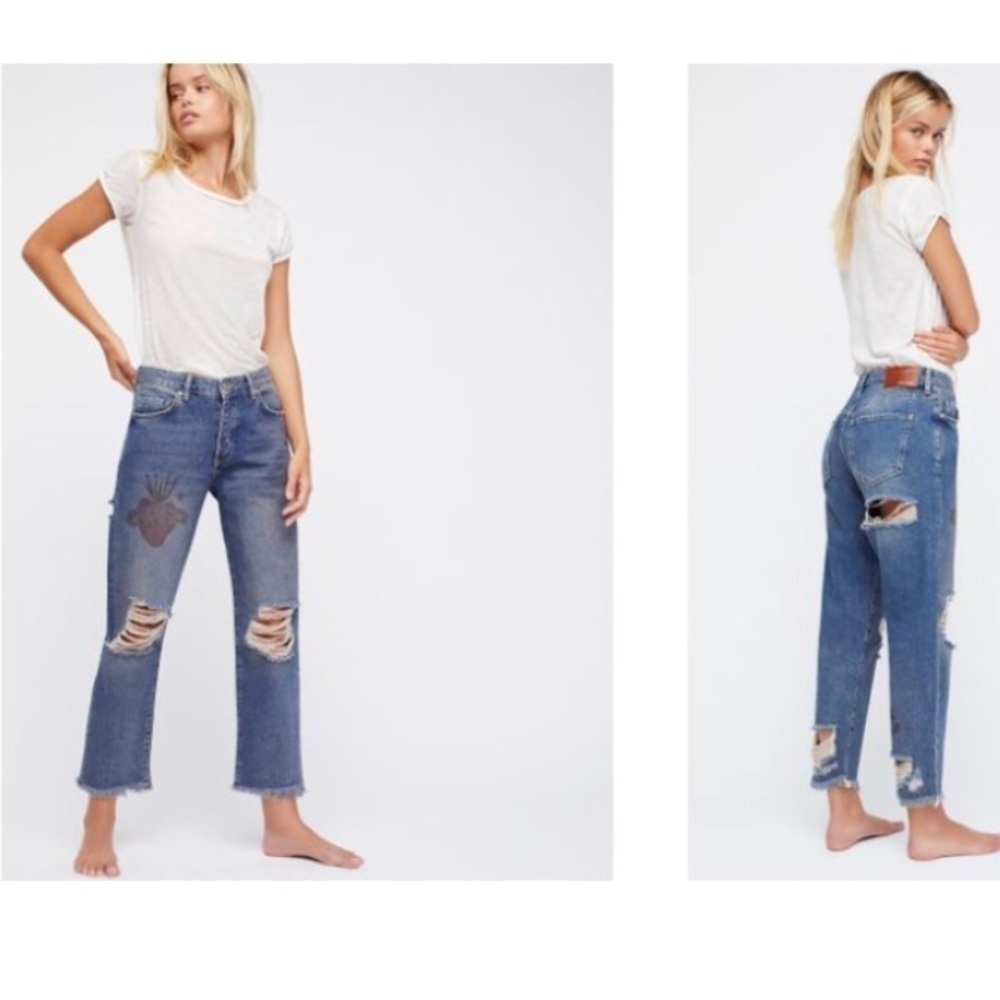 PRICE⬇️ NWT Free People Tattooed Boyfriend Jean - Picture 5 of 8